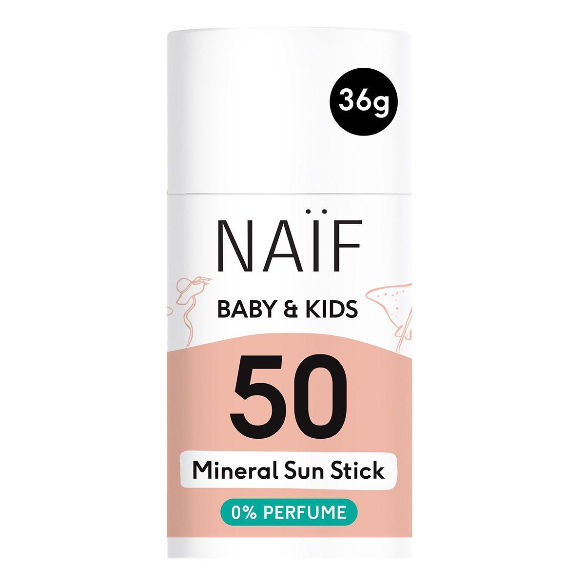 Naïf mineraalne päikesekaitsepulk beebidele ja lastele (lõhnaainevaba) SPF50 36gr